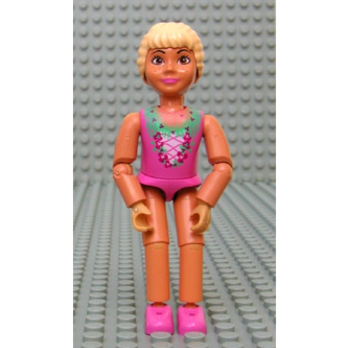 Lego Belville Figure Articulated Elbows, Child, Female, Light Yellow Hair, Dark Pink Laced Top Print (Princess Vanilla) / Nougat