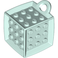 Lego Die - 6 Sided with 3 x 3 Centre Studs, and Ring (DOTS) / Light Aqua