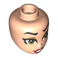 Lego Minidoll Head Black Eyebrows, Olive Green Eyes, Dark Tan Eyeshadow, Dark Red Lips / Light Nougat