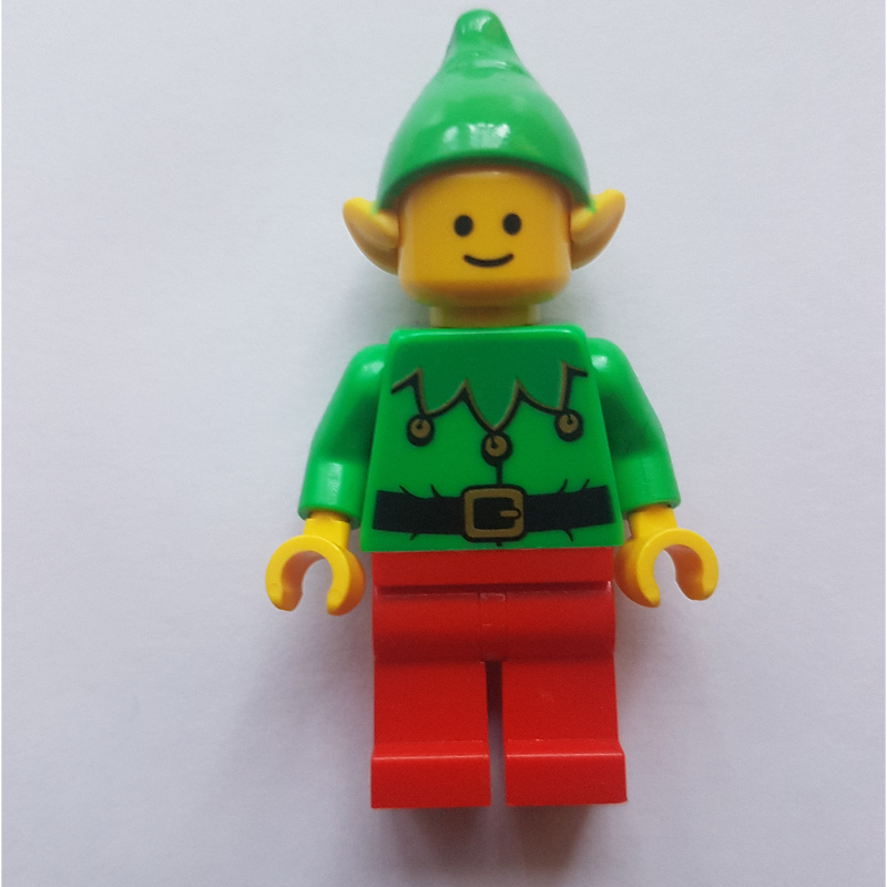 Lego Elf - Bright Green Torso, Red Legs, Bright Green Hat
