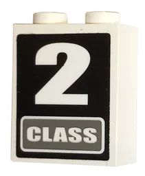 Brick 1 x 2 x 2 with Inside Axle Holder with '2 CLASS' Pattern (Sticker) - Sets 4511 / 10158