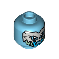 Lego Minifig Head Attuma, Silver Mask, Closed Mouth / Angry Open Mouth print / Medium Azure