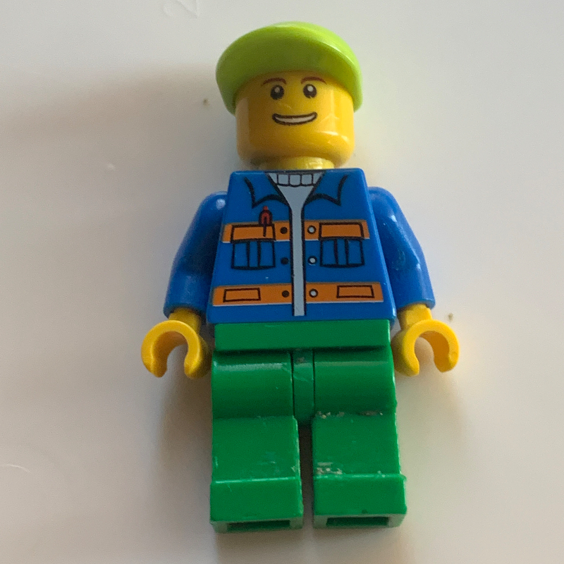 Lego Blue Torso, Green Legs, Lime Cap