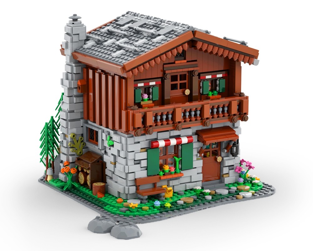 Lego Alpine Mountain Hut – Detailed Cabin Lodge Modular Building