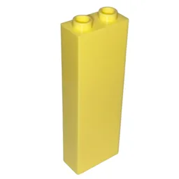 Brick 1 x 2 x 5 with Blocked Open Studs and Bottom Stud Holder with Asymmetric Ridges / Bright Light Yellow
