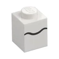 Brick 1 x 1 with Black Scribble Line Print / White