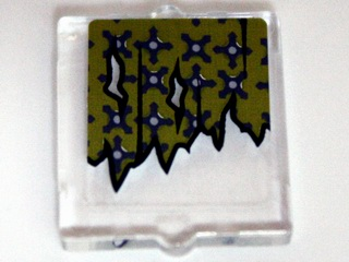 Lego Glass for Window 1 x 2 x 2 Flat Front with Torn Curtains with Holes Left and Center Pattern (Sticker) - Set 10228