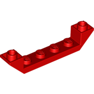 Lego Brick Sloped Inverted 45° 6 x 1 Double with 1 x 4 Recessed / Red