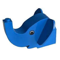 Animal Body Part, Elephant Head 6 x 7 x 4 with Eyes Print / Blue