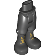 Lego Minidoll Hips and Cropped Trousers with Pearl Titanium Boots with Gold Laces Print / Black