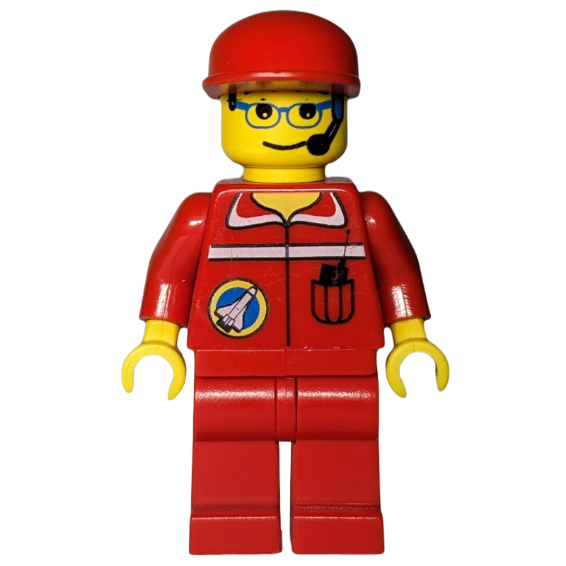 Lego Space Port Ground Crew, Red Jumpsuit, Red Cap, Headset and Glasses