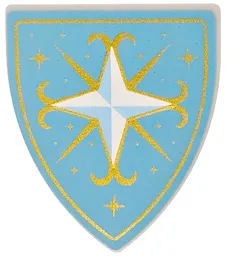 Shield Triangular with White Diamond, Gold Decorations on Medium Blue Background Print