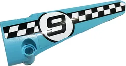 Technic, Panel Fairing # 6 Long Smooth, Side B with '9' and Checkered Black and White Pattern (Sticker) - Set 42059