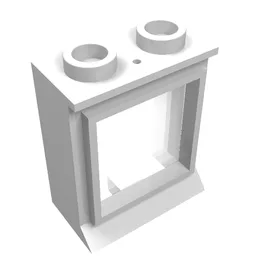 Window 1 x 2 x 2 Classic, Extended Lip, Hollow Studs [with Glass] / White