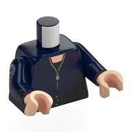 Torso, Jumpsuit with Silver Zipper, Black Undershirt, and Black Utility Belt Print, Dark Blue Arm with SHIELD Logo Print Right, Dark Blue Arm Left, Light Nougat Hands / Dark Blue
