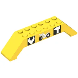 Brick Sloped 45° 10 x 2 x 2 Double with Tools and Motorcycle Print / Yellow