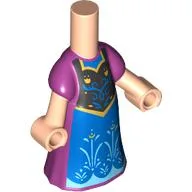 Microdoll Body Long Dress Magenta, Blue Front, Black Tunic with Decorations Print / Light Nougat