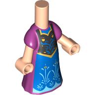 Lego Microdoll Body Long Dress Magenta, Blue Front, Black Tunic with Decorations print / Light Nougat