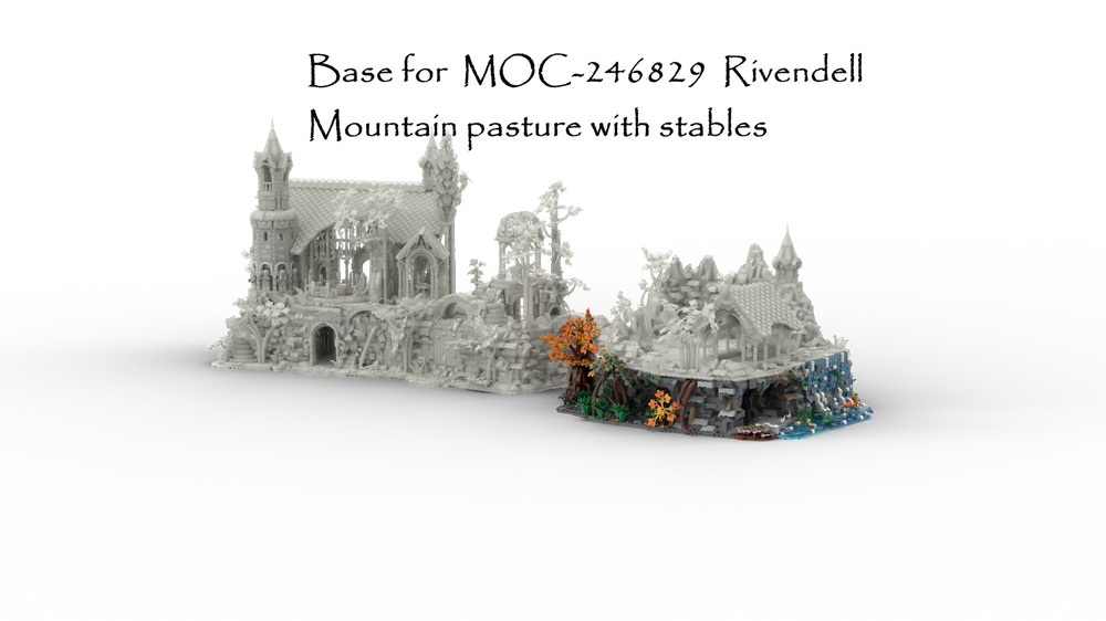 Lego Base for MOC-246829 Rivendell Mountain pasture with stables