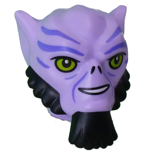 Lego Head Special, Garazeb (Zeb) Orrelios with Dark Purple Line, Lime Eyes, Black Beard, Sideburns print / Lavender