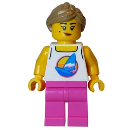 White Torso, Dark Pink Legs, Dark Tan Hair