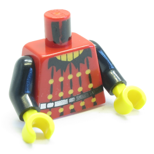 Lego Torso Bat Lord Tunic Print (Fright Knights), Black Arms, Yellow Hands / Red