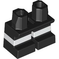 Lego Legs Short with White Stripe Pattern [Multi Color Injection] / Black