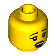 Lego Minifig Head Fortune Teller, Eyebrows, Eyelashes, Red Lips, Open Mouth Print / Yellow