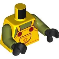 Torso, Yellow Overall, Red Buttons Print, Olive Green Arms, Black Hands / Yellow