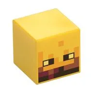 Minifig Head Special, Cube with Blaze Face Print / Yellow