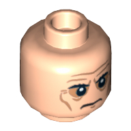 Lego Minifig Head Mandarin, Dual Sided, Sunken Eyes, Eyebrows, Wrinkles, Frown / Angry Print [Hollow Stud] / Light Nougat
