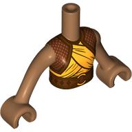 Lego Minidoll Torso Girl with Reddish Brown/Bright Light Orange Dress, Belt print Medium Nougat Arms and Hands / Medium Nougat