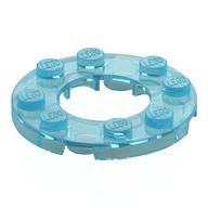 Lego Plate Round 4 x 4 with 2 x 2 Round Opening / Trans-Light Blue