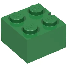 Brick 2 x 2 without Bottom Tubes, Slotted (with 1 slot) / Green