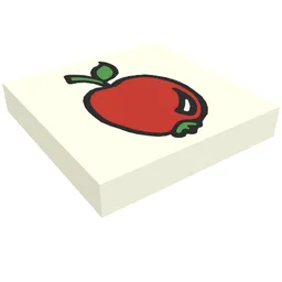 Tile 2 x 2 with Fabuland Apple Print / White