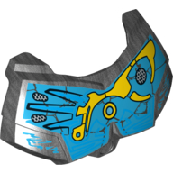 Lego Large Figure Chest Cover, Armour Small with Dark Azure and Yellow Print (Gali) / Pearl Titanium