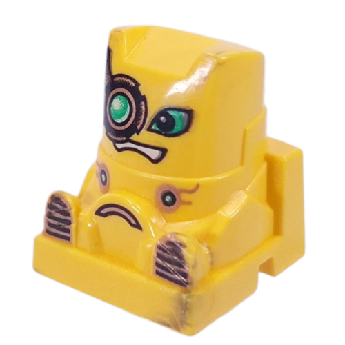 Lego Racer Driver Head, Brick Special 2 x 2 Square, Green Eyes, White Mouth, Monocle (Pulse)