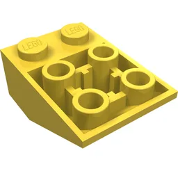Brick Sloped Inverted 33° 3 x 2, Connections between Studs, Ovoid Bottom Pin / Yellow