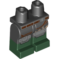 Lego Hips with Dark Bluish Gray Legs and Dark Green Boots Pattern with Metal Plating, Knee Pads / Black