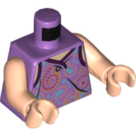 Lego Torso Tank Top with Paisley Decorations, One Button Print, Light Nougat Arms and Hands / Medium Lavender