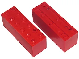 Brick Special 2 x 6 x 2 Weight with Bottom Openings and Center Seams on Ends / Red