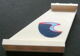 Tail 4 x 1 x 3 with Dark Blue, Medium Blue and Red Wave Pattern on Left Side (Sticker) - Set 4642