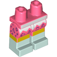 Lego Hips with Coral Legs and Light Aqua Boots Pattern with White Zigzag Panel, Magenta Animal Print, and Yellow Knees Print / Coral