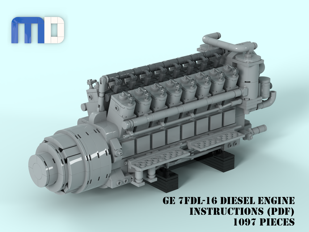 Lego GE 7FDL-16 Diesel Engine MOC