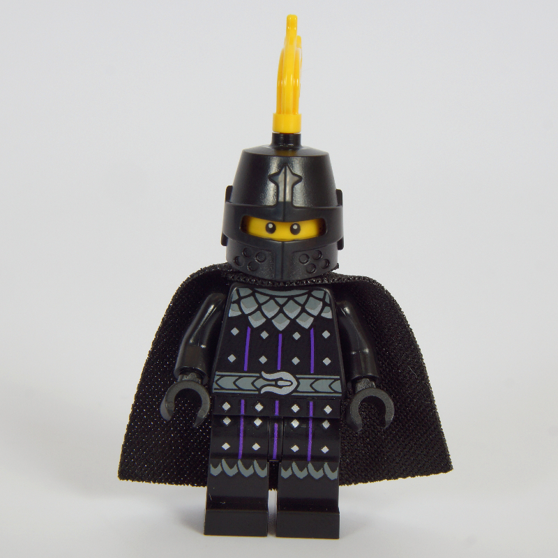 Lego Black Knight, Black Cape, Helmet with Yellow Plume