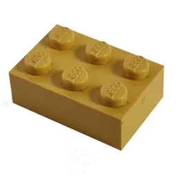 Modulex Brick 2 x 3 with LEGO on Studs / Modulex Ochre Yellow