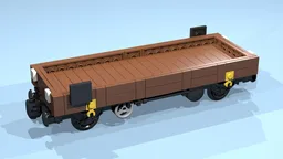 4-Wheel Lowside Wagon (SNOT, brown, 8 studs wide)