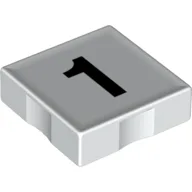 Duplo Tile 2 x 2 with Number '1' Print / White