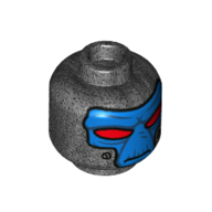 Lego Minifig Head Cad Bane, Narrow Set Red Eyes, Breathing Apparatus Ports Print / Pearl Titanium