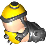 Lego Arm, Bigfig, Right with Yellow Elbow Pad, Black Wrist